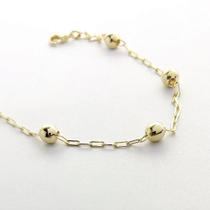 Pulseira Elos com Esferas - Banhado em Ouro 18k Pulseira Elos com Esferas - Banhado em Ouro 18k