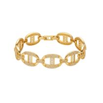 Pulseira Elos com Filetes Cravejados com Zircônias - Banhado em Ouro 18k Pulseira Elos com Filetes Cravejados com Zircônias - Banhado em Ouro 18k