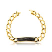 Pulseira elos com passante retangular cravejado