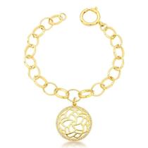 Pulseira elos com pingente mandala vazada Pulseira elos com pingente mandala vazada