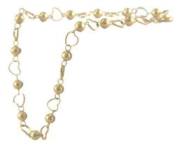Pulseira Elos De Coração E Bolinhas 3.0 Ouro 18k 750 18 Cm