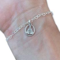 Pulseira Elos de Coração Nossa Senhora Aparecida Prata 925