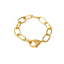 Pulseira Elos Grandes Fecho Cravejado Banhado a Ouro 18k Pulseira Elos Grandes Fecho Cravejado Banhado a Ouro 18k