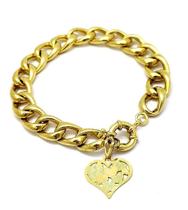 Pulseira Elos Grumet Coração Decorado Banho De Ouro 18k 1796