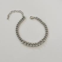 Pulseira elos grumet meio microcravejado - Banhado em ródio