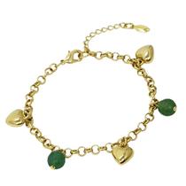 Pulseira Elos Portugueses Berloques Corações E Cristais 1896