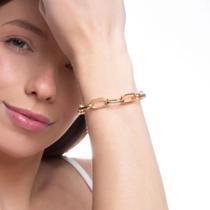 Pulseira Elos Retangulares banho Ouro 18k Delta Joias Pulseira Elos Retangulares banho Ouro 18k Delta Joias