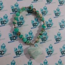 Pulseira em Amazônita com Quartzo Verde