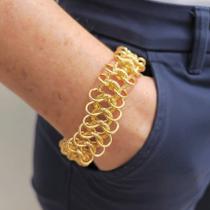 Pulseira em Corrente Entrelaçada de Alumínio Banhado