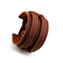 Pulseira Em Couro Masculina Executiva Marrom Ajustável 2 Tamanhos Bracelete Masculino