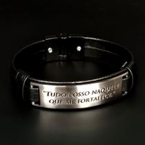 Pulseira em couro tudo posso naquele que me fortalece
