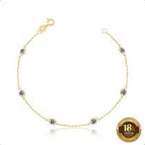 Pulseira Em Ouro 18k 750 Com Pedras De Zircônias 4mm