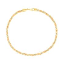 Pulseira em Ouro 18K Cordão Baiano Tricolor - AU12398 Pulseira em Ouro 18K Cordão Baiano Tricolor - AU12398