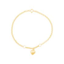 Pulseira em Ouro 18K Elo Português com Coração - AU13182