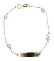 Pulseira Em Ouro 18k Infantil Chapinha Com Pérolas