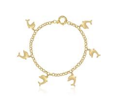 Pulseira Em Ouro 18k Portuguesa Com Pingente Golfinho Pulseira Em Ouro 18k Portuguesa Com Pingente Golfinho