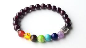 Pulseira em pedras naturais Granada com 7 chackras Pulseira em pedras naturais Granada com 7 chackras