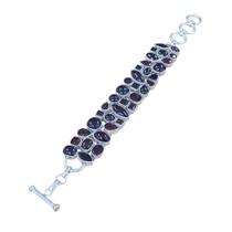 Pulseira em prata 925 com pedra granada 20cm