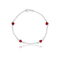 Pulseira em Prata 925 Legítima com Pingente Coração Vermelho Pulseira em Prata 925 Legítima com Pingente Coração Vermelho