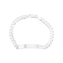 Pulseira em Prata 925 Placa com Elos Grumet - PL18456