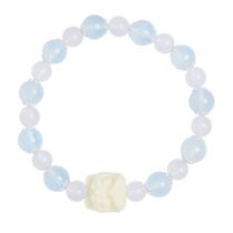 Pulseira em prata S925 com miçangas em água-marinha e pedra da lua para mulheres