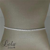 Pulseira em rivieiras folheado a ródio branco
