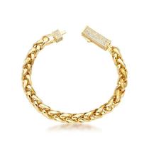 Pulseira entrelaçado com fecho retangular cravejado