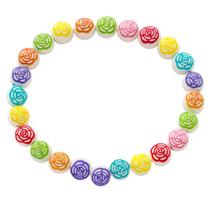 Pulseira Erê Coloridas Rosas Em Relevo Color 10 Mm