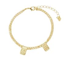 Pulseira escapulário Sagrado Coração Jesus e Santa Banho de Ouro 18k