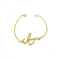 Pulseira Escrita Amor Folheado A Ouro Pulseira Escrita Amor Folheado A Ouro