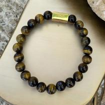 Pulseira Esfera da Coragem e Proteção em Pedras 100% Natural Olho de Tigre