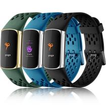 Pulseira esportiva Maledan compatível com Fitbit Charge 5/6, pacote com 3 Pulseira esportiva Maledan compatível com Fitbit Charge 5/6, pacote com 3