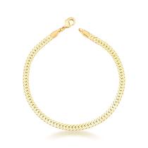 Pulseira Esteira Com Elos Lisa Trancada Banhada a Ouro Tam.18 Pulseira Esteira Com Elos Lisa Trancada Banhada a Ouro Tam.18