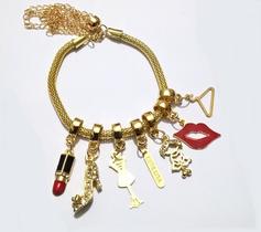 Pulseira Estilista Moda Beleza Folheado A Ouro 18k