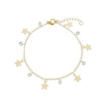 Pulseira Estrela Com Pontos De Luz Banhada A Ouro 18K