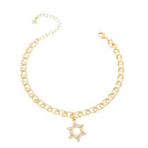 Pulseira Estrela de Davi Cravejada Banhada a Ouro