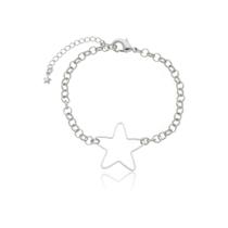 Pulseira Estrela Grande Vazada Banho Ródio Branco