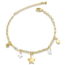 Pulseira Estrela Lisa e Zircônia Banhada a Ouro 18K Semijoia