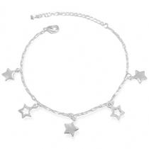 Pulseira Estrelas Lisas e Vazadas Banhada a Prata Semijoia