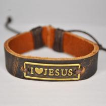 Pulseira "Eu amo Jesus" - Regulável Marrom M Pulseira "Eu amo Jesus" - Regulável Marrom M