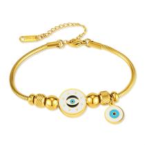 Pulseira Evil Eye em aço inoxidável banhado a ouro para mulheres