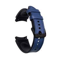Pulseira Exclusiva de Silicone com Couro para Galaxy Watch4 Watch 4 Watch5 Watch 5 Pro - Azul