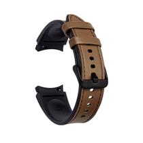 Pulseira Exclusiva de Silicone com Couro para Galaxy Watch4 Watch 4 Watch5 Watch 5 Pro - Marrom