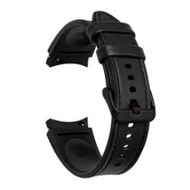 Pulseira Exclusiva de Silicone com Couro para Galaxy Watch4 Watch 4 Watch5 Watch 5 Pro - Preto - 123smart