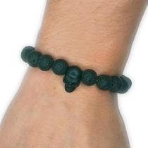 Pulseira Exu Caveira Pedra Lava Vulcanica Natural Proteção