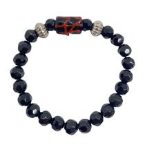 Pulseira Exu Firma Preto Cristal E Silicone