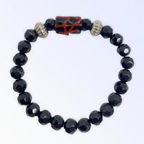 Pulseira Exu Firma Preto Cristal e Silicone
