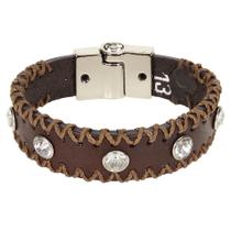 Pulseira Fabricada em Couro com Detalhes em Strass - Pyramid Country 16962