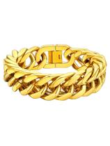 Pulseira FaithHeart Gold Cuban Link 8/12/17mm em aço inoxidável