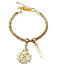 Pulseira Farmácia Com Placa Folheado A Ouro 18k